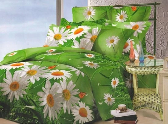 Постельное белье «Ромашки на зеленом фоне»
